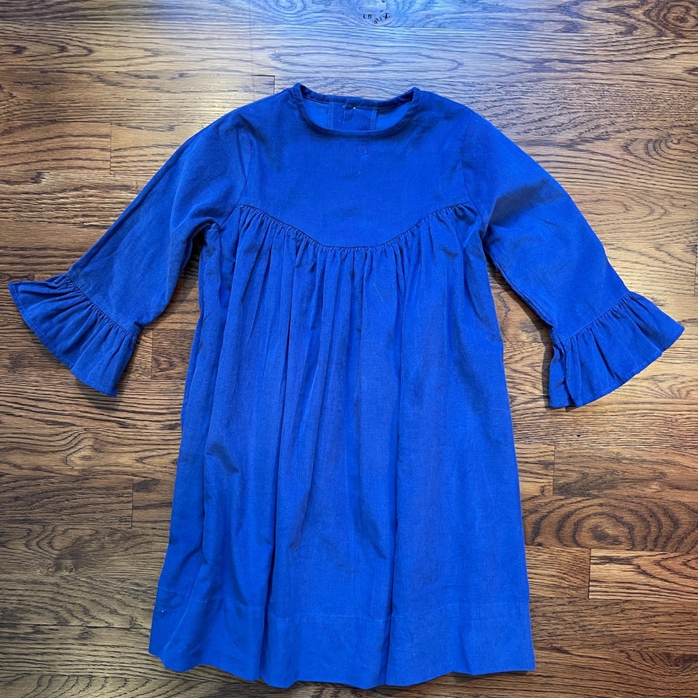 Kelly's Kids Girls Solid Royal Blue Holiday Corduroy Dress Size 5